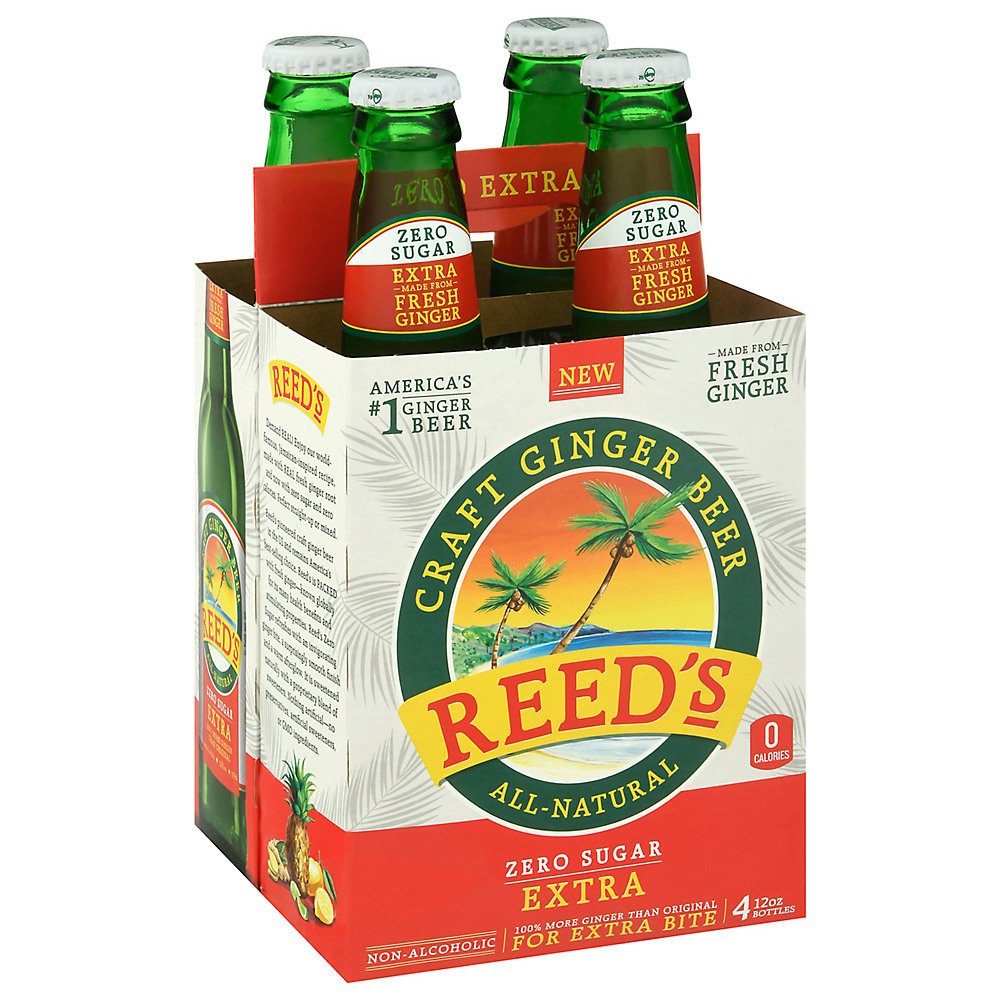 Calories in Reed's Zero Sugar Extra Craft Ginger Beer 12 oz Bottles, 4 pk