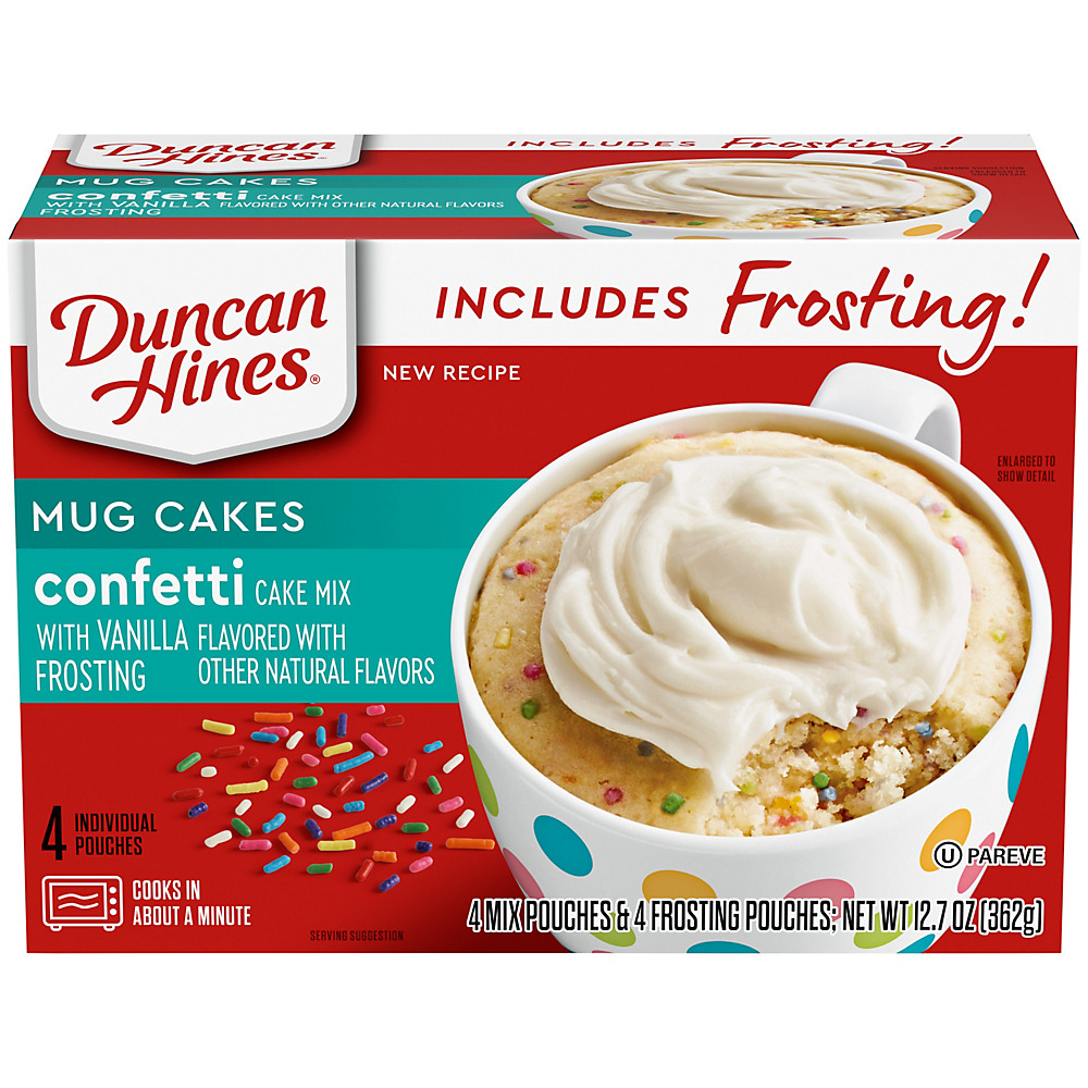 Calories in Duncan Hines Mug Cakes Confetti Cake Mix with Frosting, 4 ct