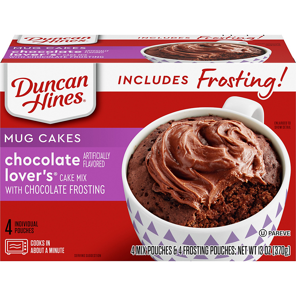Calories in Duncan Hines Mug Cakes Chocolate Lover's Cake Mix with Frosting, 4 ct
