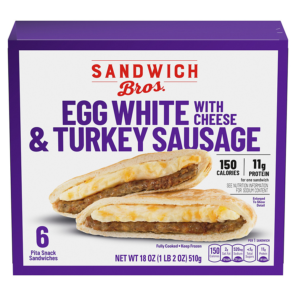 Calories in Sandwich Bros Egg White & Turkey Sausage Flatbread Pocket Sandwiches, 6 ct