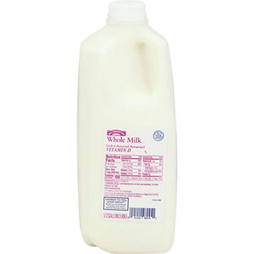 Hill Country Fare Whole Milk, 1/2 gal