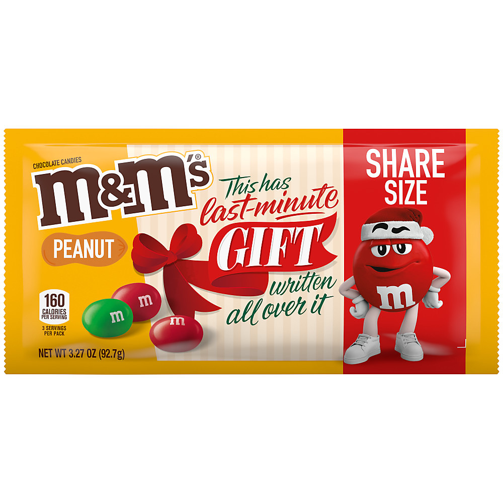 Calories in M&M's Holiday Peanut Chocolate Candy Share Size Pack, 3.27 oz