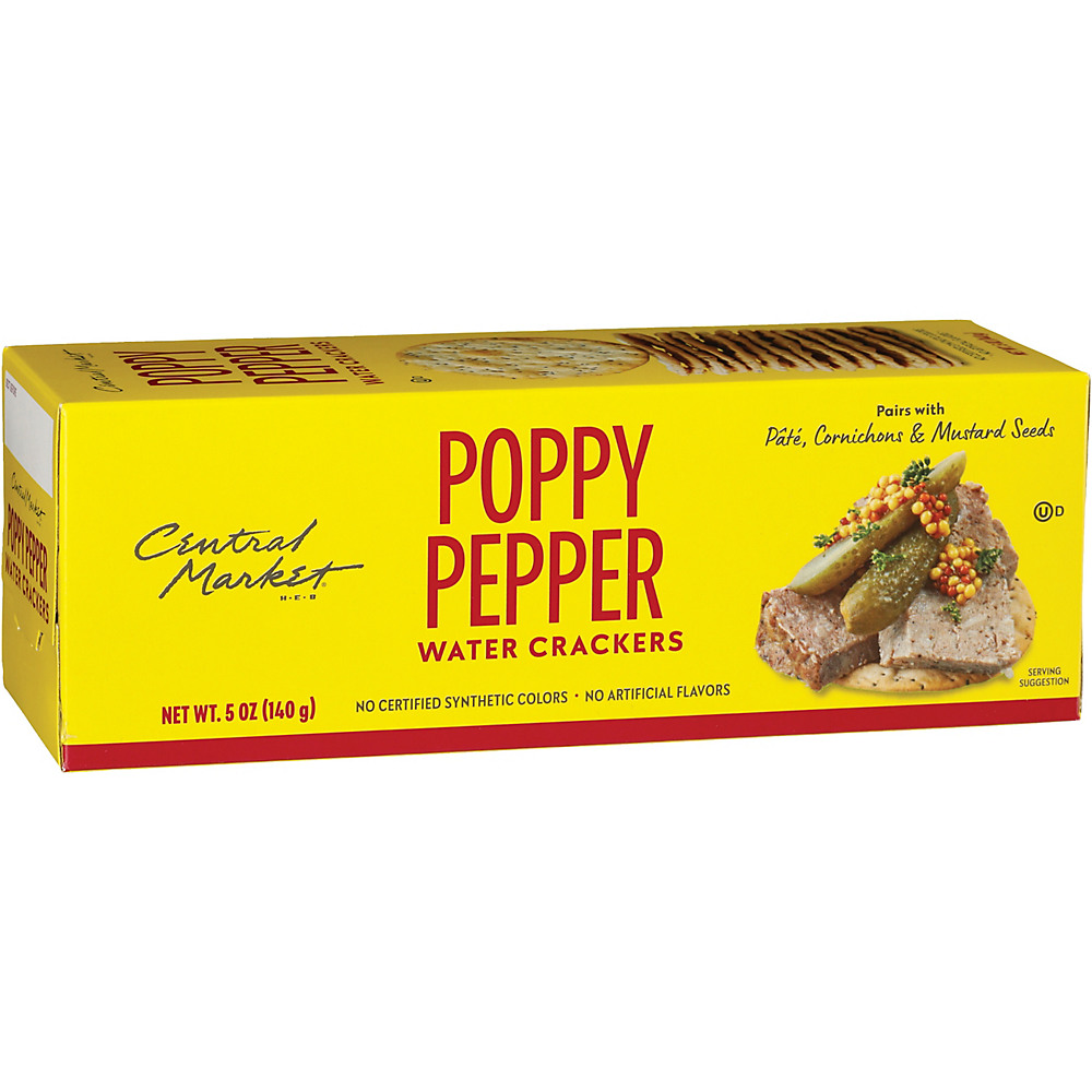 Calories in Central Market Poppy Pepper Crackers, 5 oz