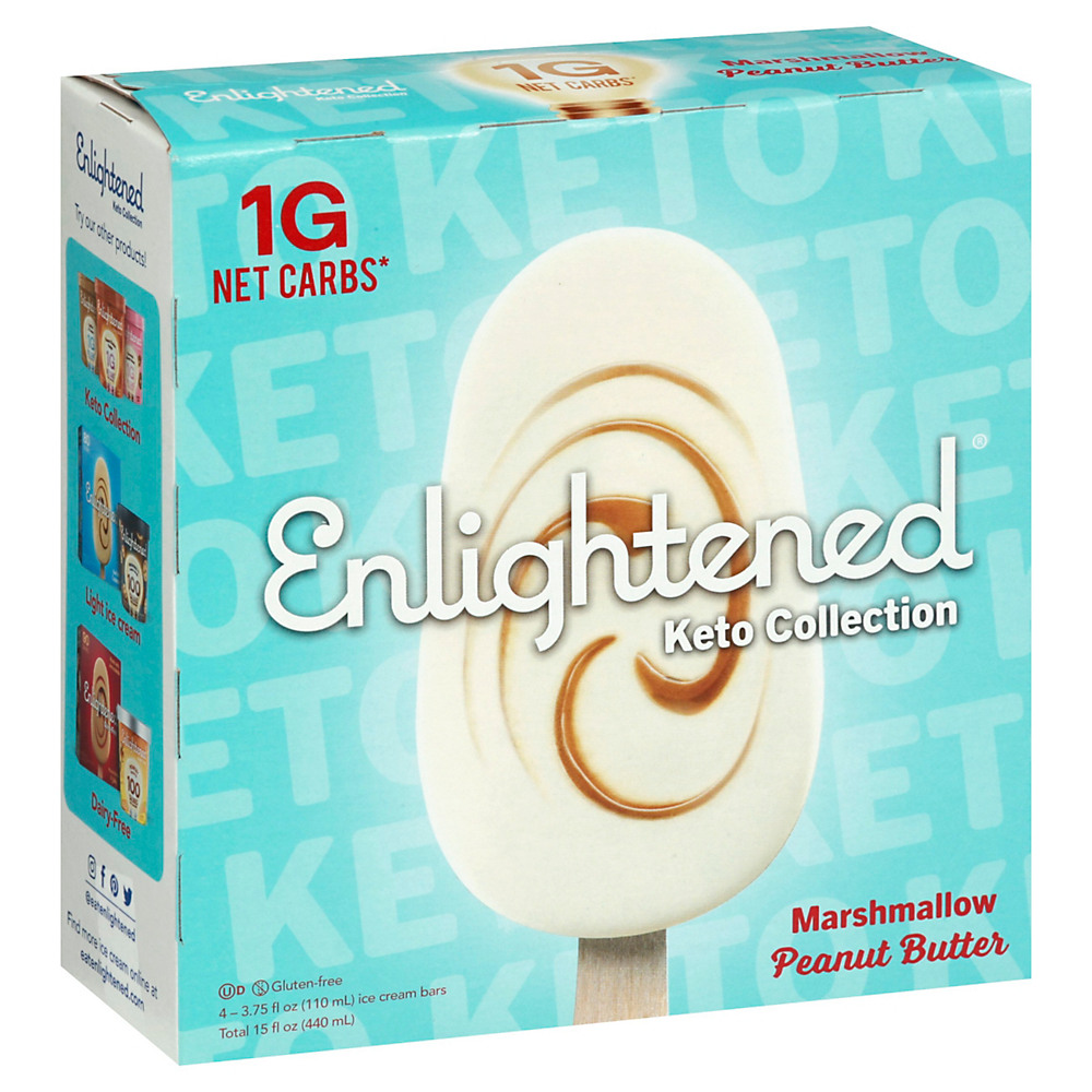 Calories in Enlightened Keto Collection Marshmallow Peanut Butter Ice Cream Bars, 4 ct