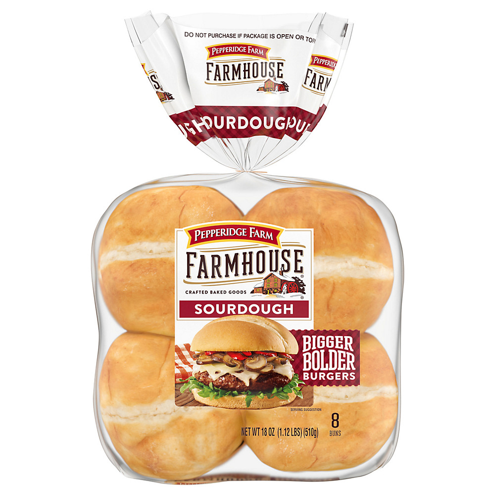 Calories in Pepperidge Farm Farmhouse Sourdough Hamburger Buns, 8 ct