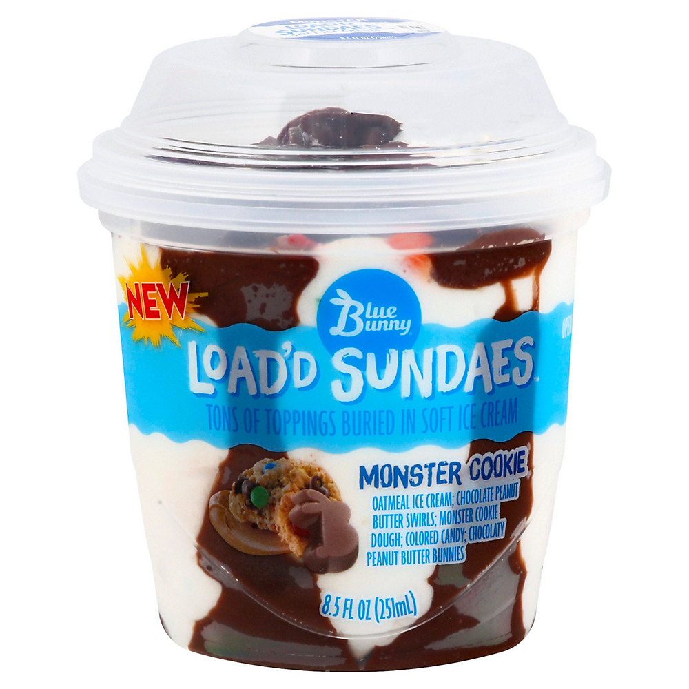 Calories in Blue Bunny Monster Cookie Load'd Sundaes, 8.5 oz