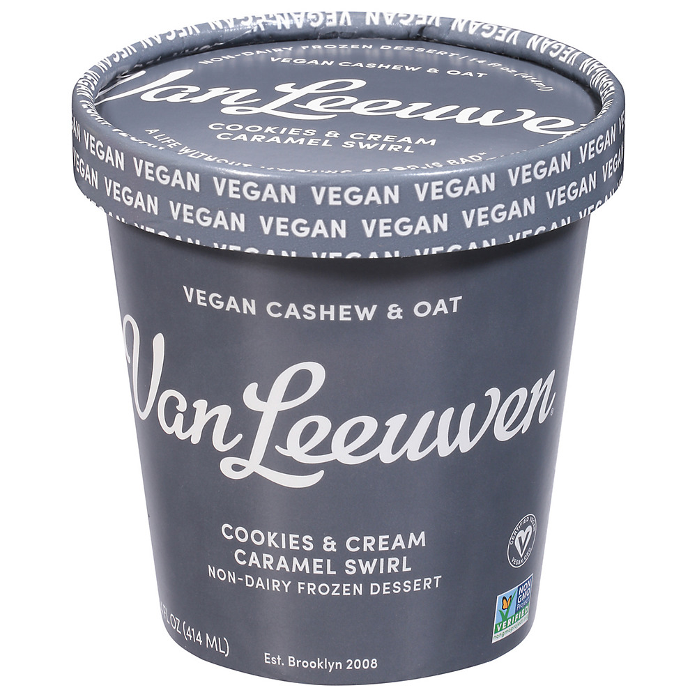 Calories in Van Leeuwen Vegan Cookies & Cream Caramel Swirl Non-Dairy Frozen Dessert, 14 oz