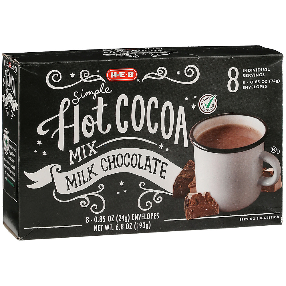 Calories in H-E-B Select Ingredients Milk Chocolate Simple Hot Cocoa Mix, 8 ct