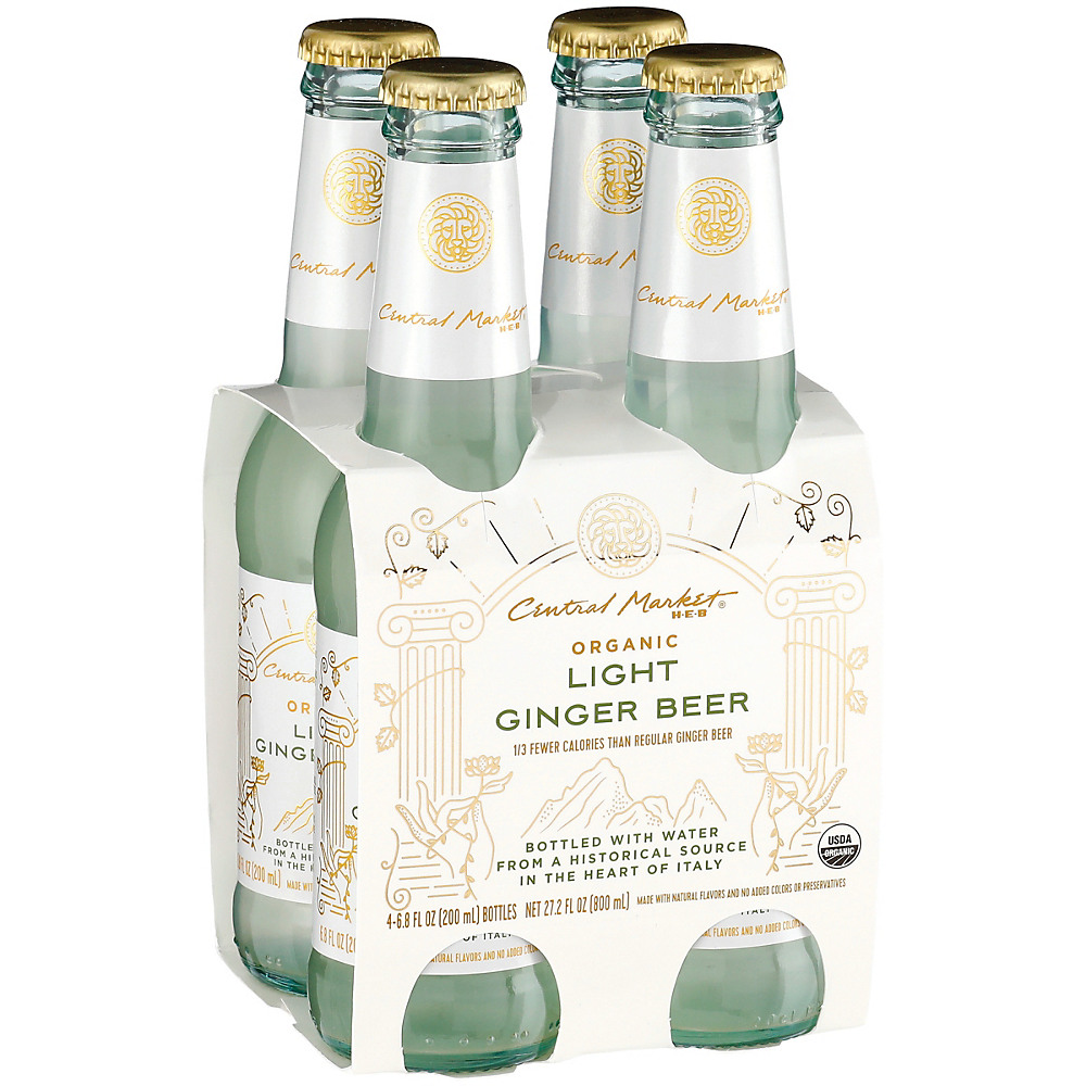 Calories in Central Market Organic Light Ginger Beer 6.8 oz Bottles, 4 pk