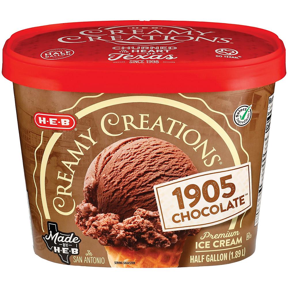 Calories in H-E-B Creamy Creations 1905 Homemade Chocolate Ice Cream, 1/2 gal