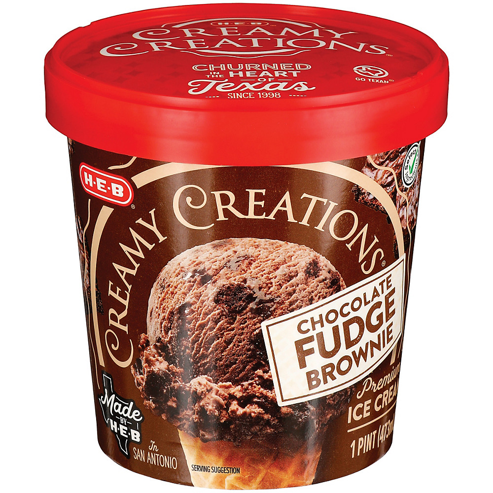 Calories in H-E-B Select Ingredients Creamy Creations Chocolate Fudge Brownie Ice Cream, 1 pt