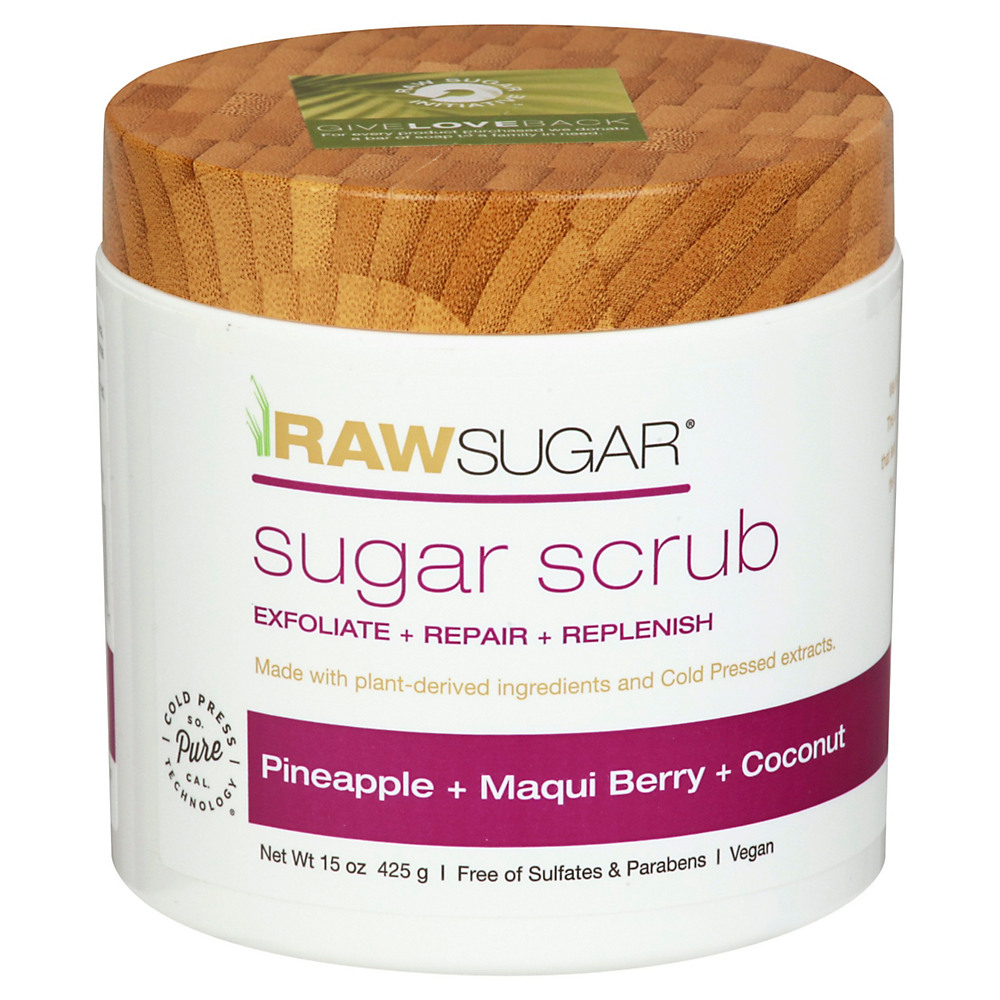 Calories in Raw Sugar Pineapple + Maqui Berry + Coconut Sugar Scrub, 15 oz