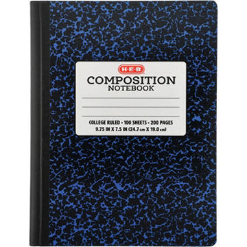 H-E-B College Ruled Composition Notebook - Blue Marble, 9.75" x 7.5"