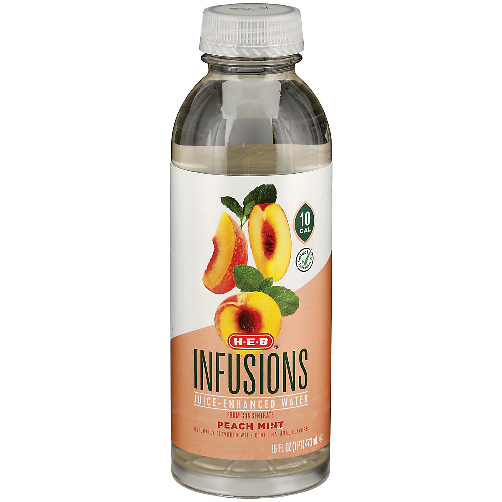 Calories in H-E-B Infusions Peach Mint Juice Enhanced Water, 16 oz