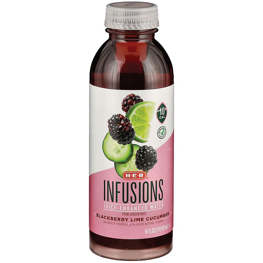 Calories in H-E-B Infusions Blackberry Lime Cucumber Juice Enhanced Water, 16 oz