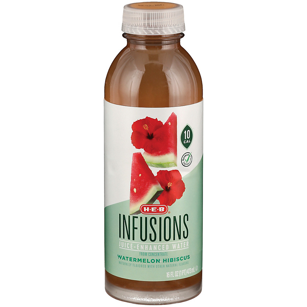 Calories in H-E-B Infusions Watermelon Hibiscus Juice Enhanced Water, 16 oz