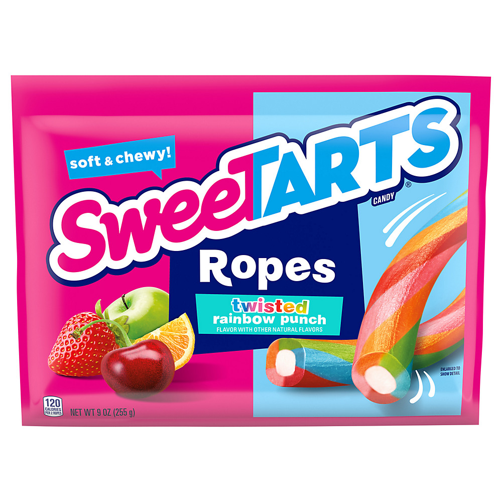 Calories in SweeTarts Twisted Rainbow Punch Soft & Chewy Ropes, 9 oz