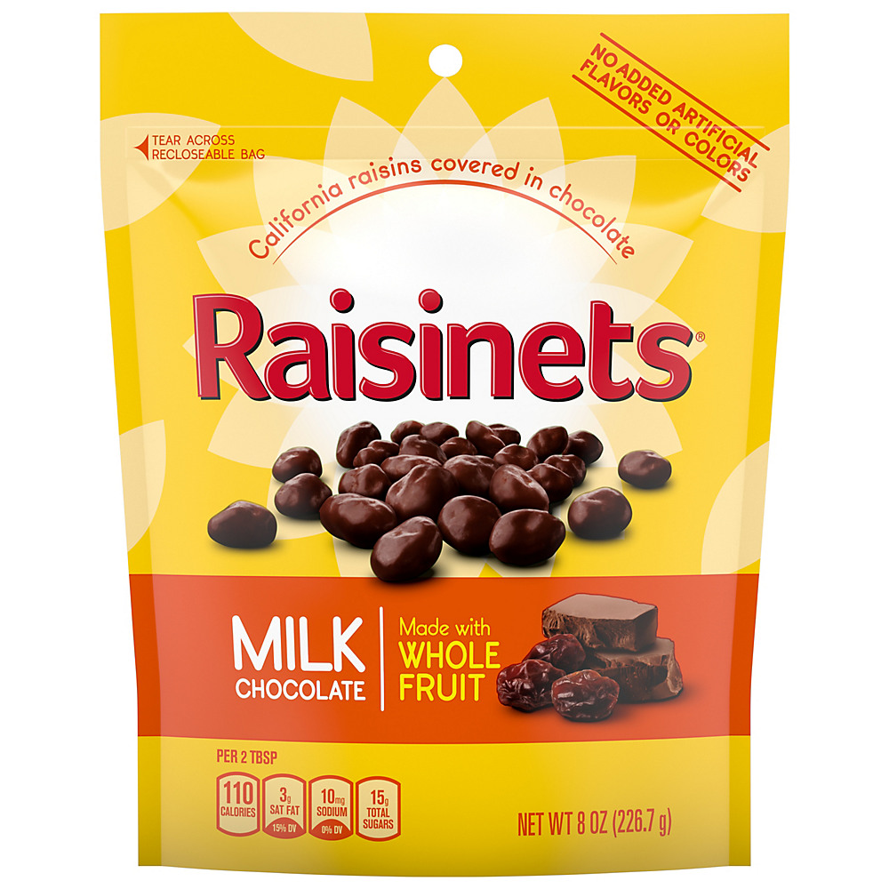 Calories in Raisinets Milk Chocolate Stand Up Bag, 8 oz