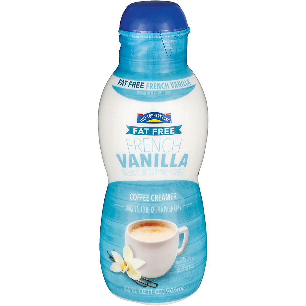 Calories in Hill Country Fare Fat Free French Vanilla Non-Dairy Liquid Coffee Creamer, 32 oz