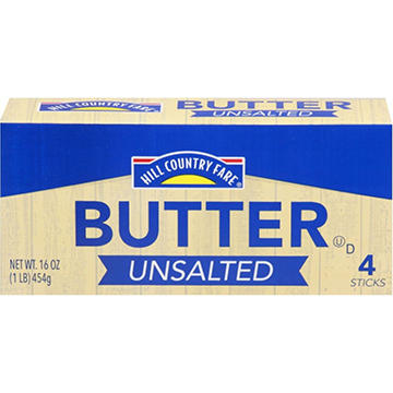 Hill Country Fare Unsalted Butter Sticks, 4 ct
