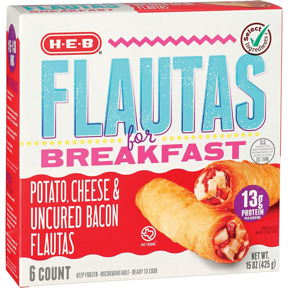 Calories in H-E-B Select Ingredients Flautas For Breakfast Bacon Potato & Cheese, 6 ct