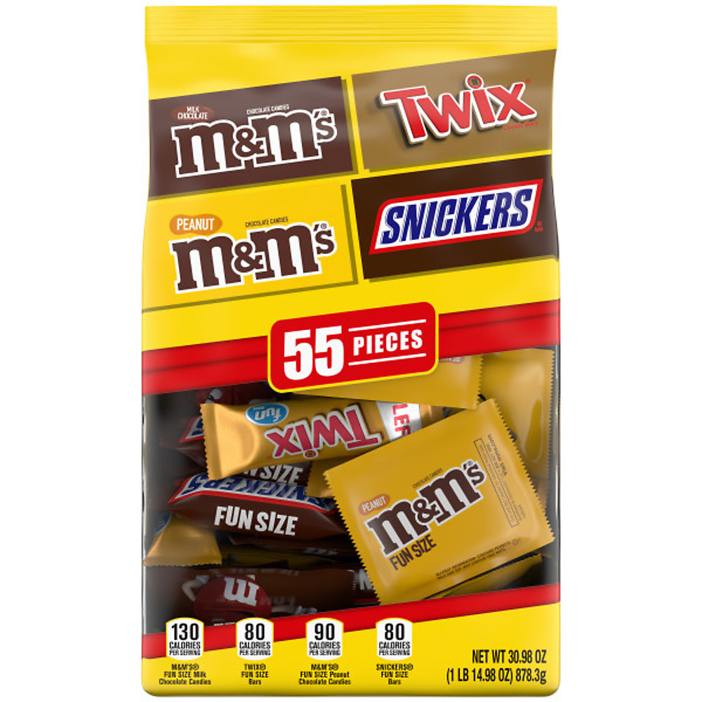 Calories in Mars Snickers, M&Ms Caramel, Milk Chocolate & Skittles Fun Size Candy, 29.82 oz, 55 ct