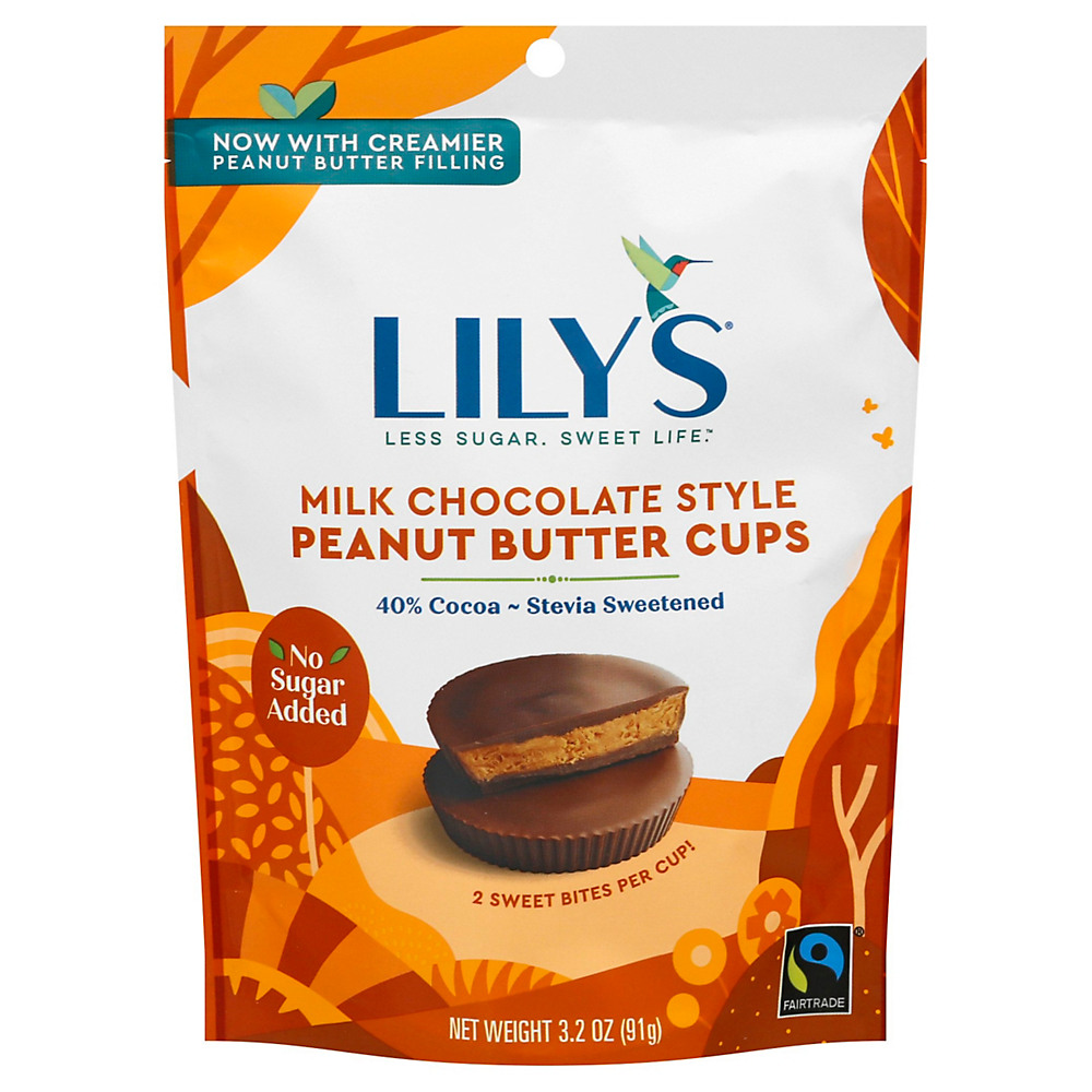 Calories in Lily's Peanut Butter Cups Milk Chocolate With Stevia, 3.20 oz