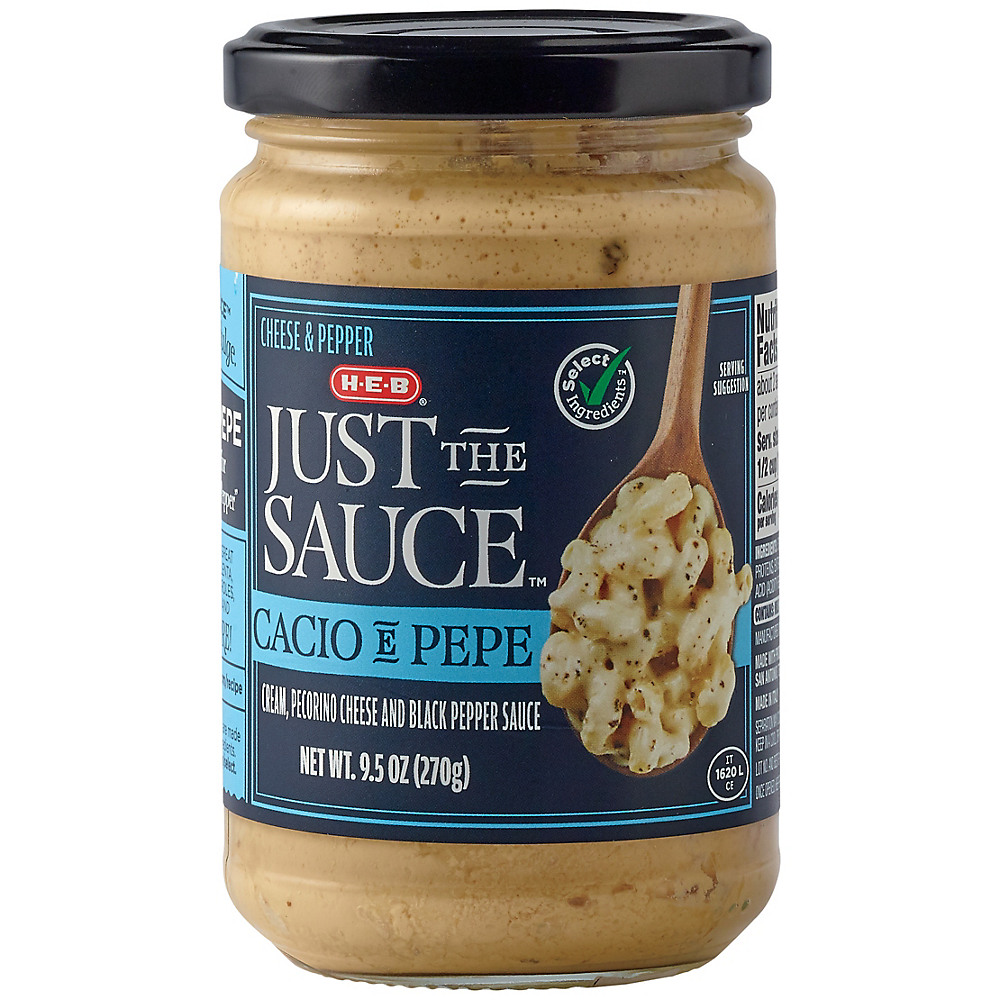 Calories in H-E-B Select Ingredients Cacio & Pepe Just The Sauce, 9.5 oz