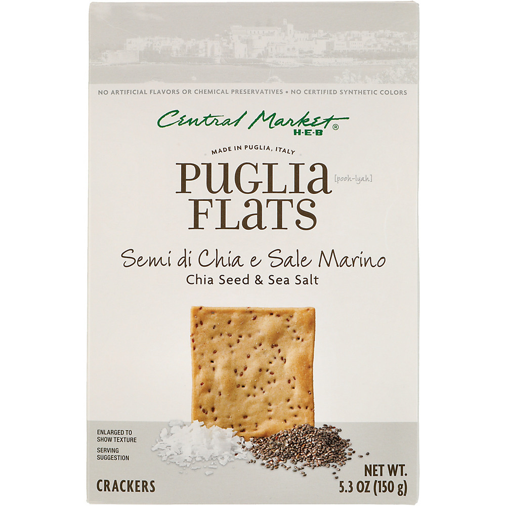 Calories in Central Market Chia Seeds & Sea Salt Puglia Flats, 5.3 oz