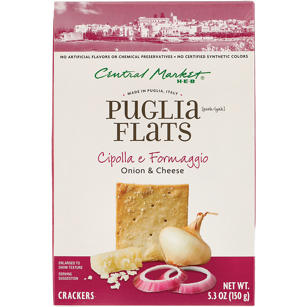 Calories in Central Market Onion & Cheese Puglia Flats, 5.3 oz