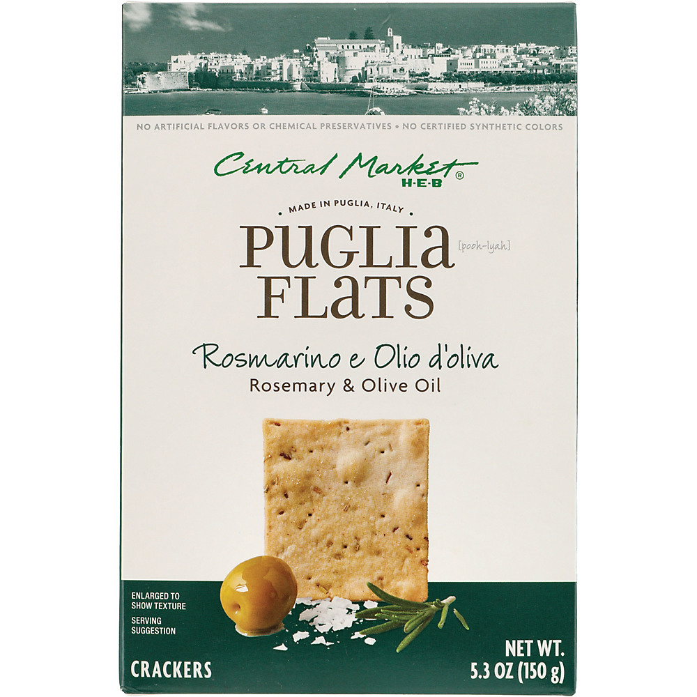 Calories in Central Market Rosemary & Olive Oil Puglia Flats, 5.3 oz