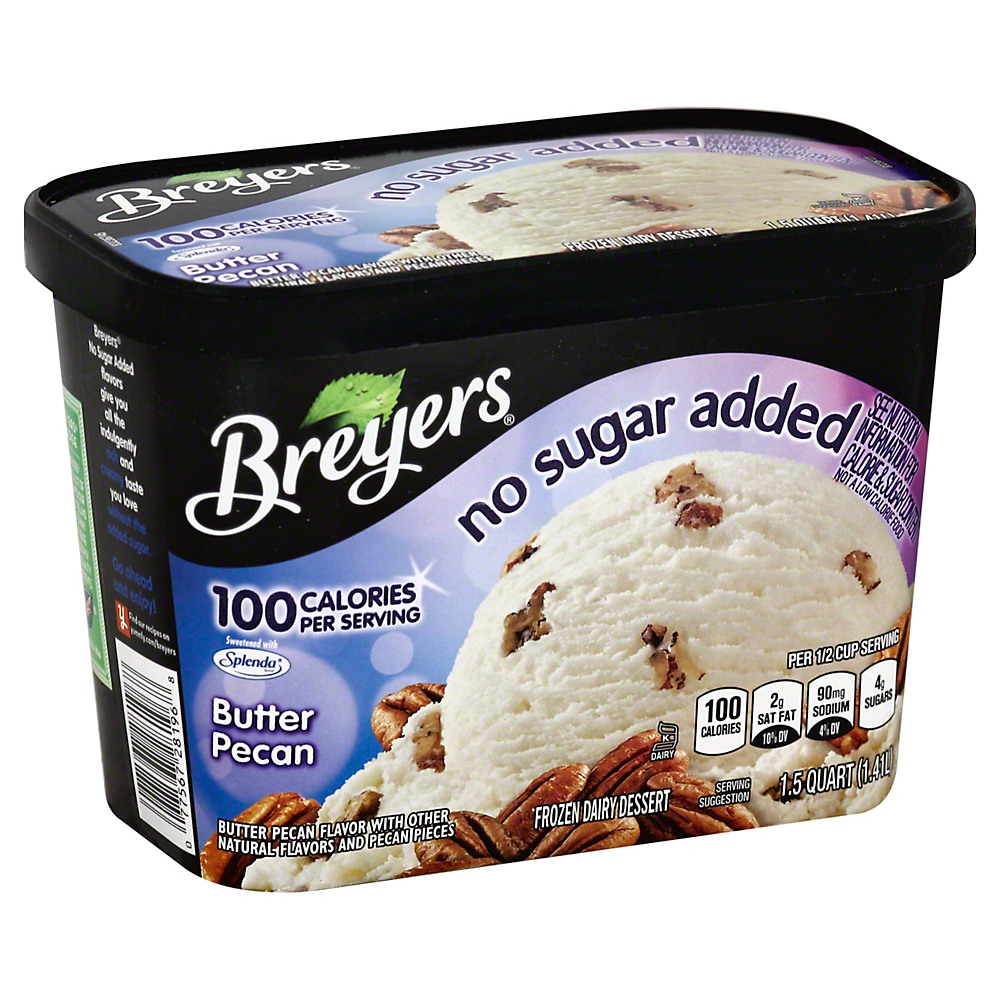 Calories in Breyers No Sugar Added Butter Pecan Frozen Dairy Dessert, 1.5 qt