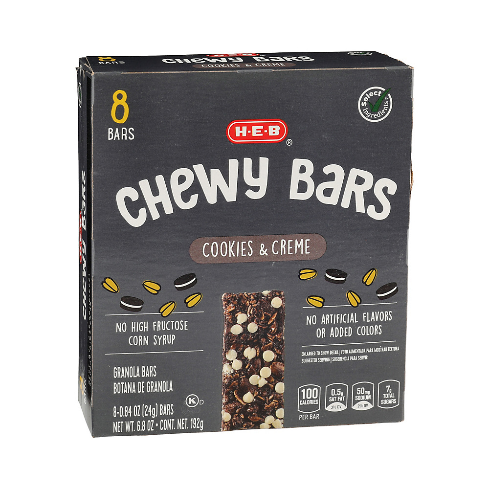 Calories in H-E-B Cookies 'n Cream Chewy Bars, 8 ct