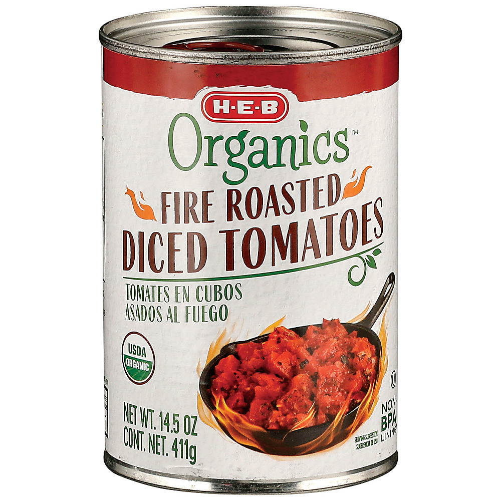 Calories in H-E-B Organics Fire Roasted Diced Tomatoes, 14.5 oz