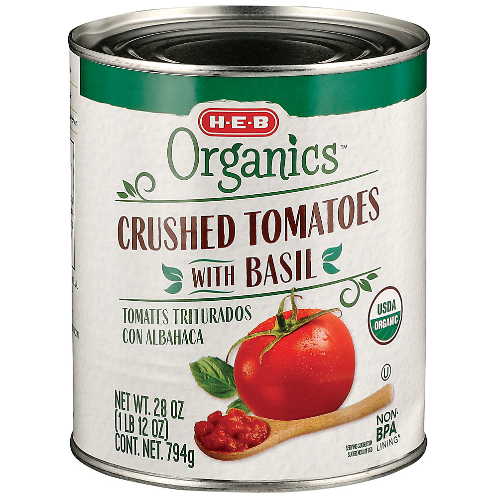 Calories in H-E-B Organics Crushed Tomatoes with Basil, 28 oz