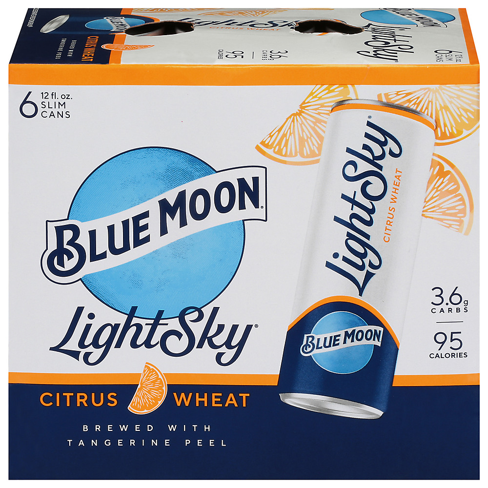 Calories in Blue Moon Light Sky Citrus Wheat Beer 12 oz Cans, 6 pk