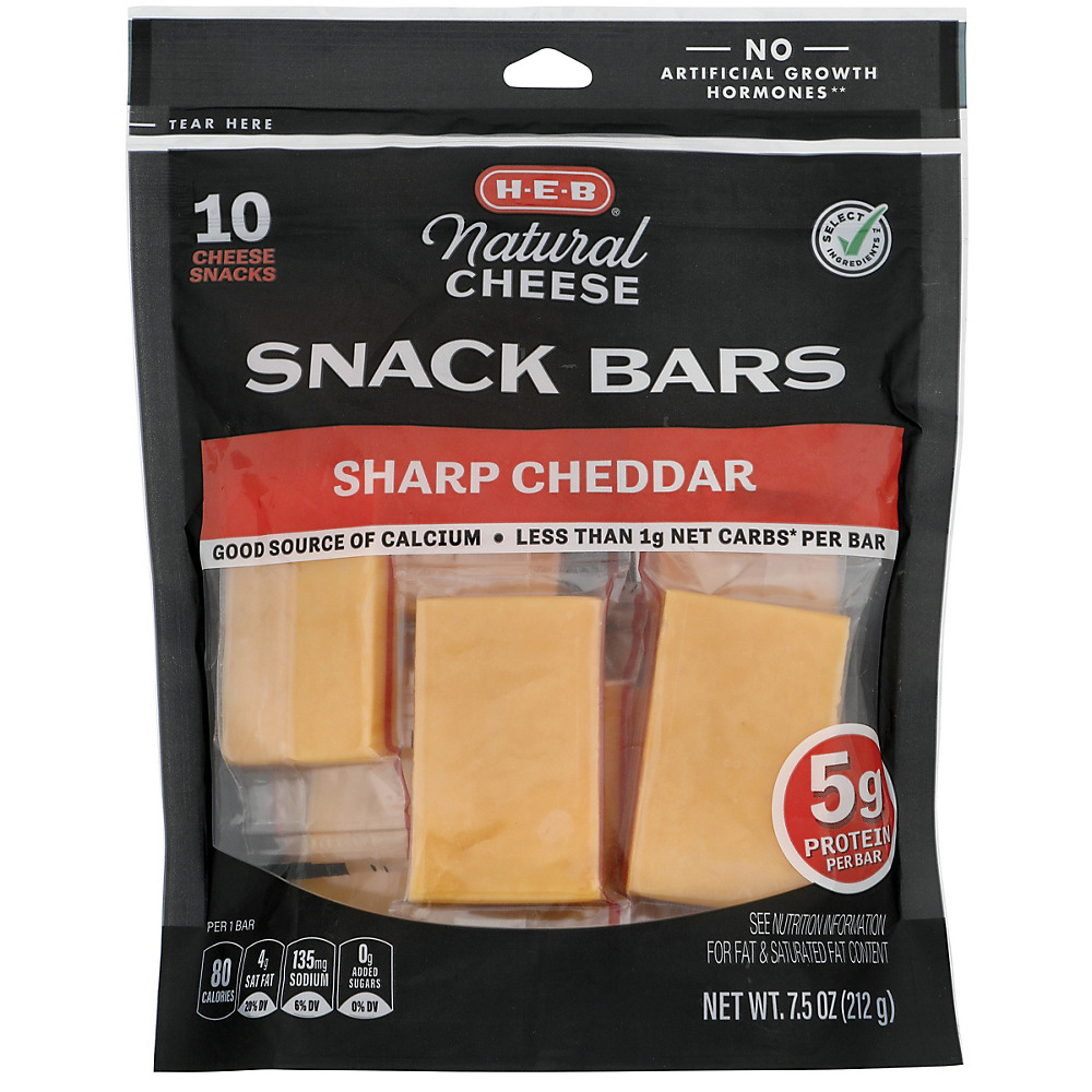 Calories in H-E-B Sharp Cheddar Cheese Bar Snacks, 10 ct