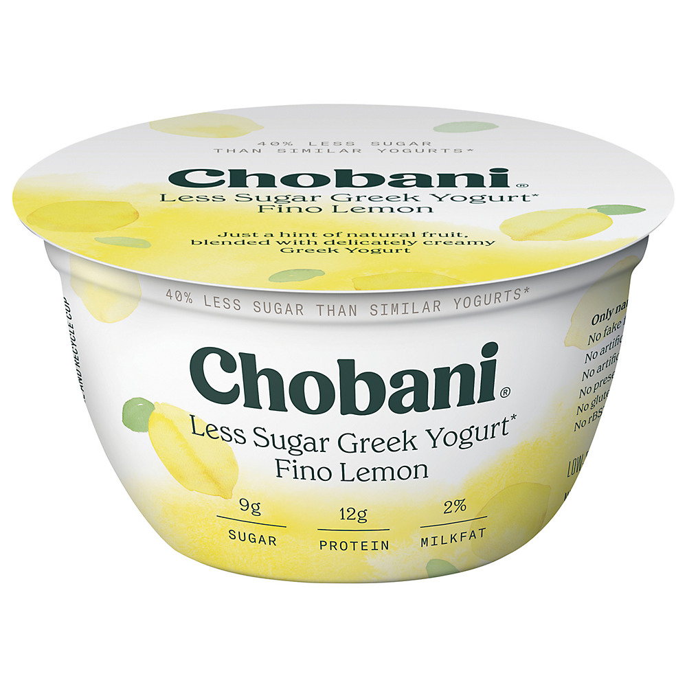 Calories in Chobani Less Sugar Fino Lemon Greek Yogurt , 5.3 oz