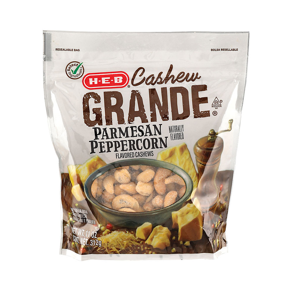 Calories in H-E-B Cashew Grande Parmesan Peppercorn, 11 oz