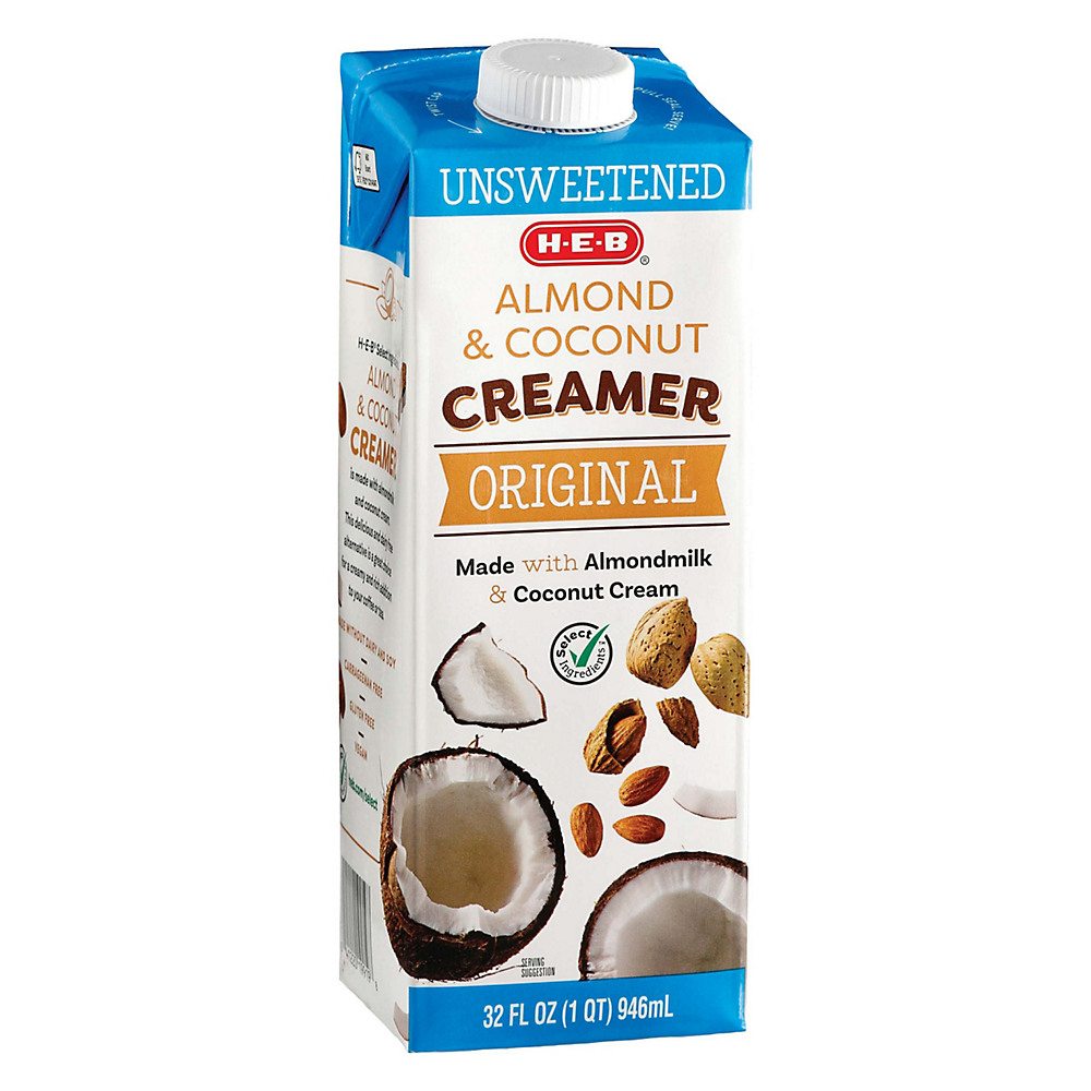Calories in H-E-B Unsweetened Original Almond & Coconut Liquid Coffee Creamer, 32 oz