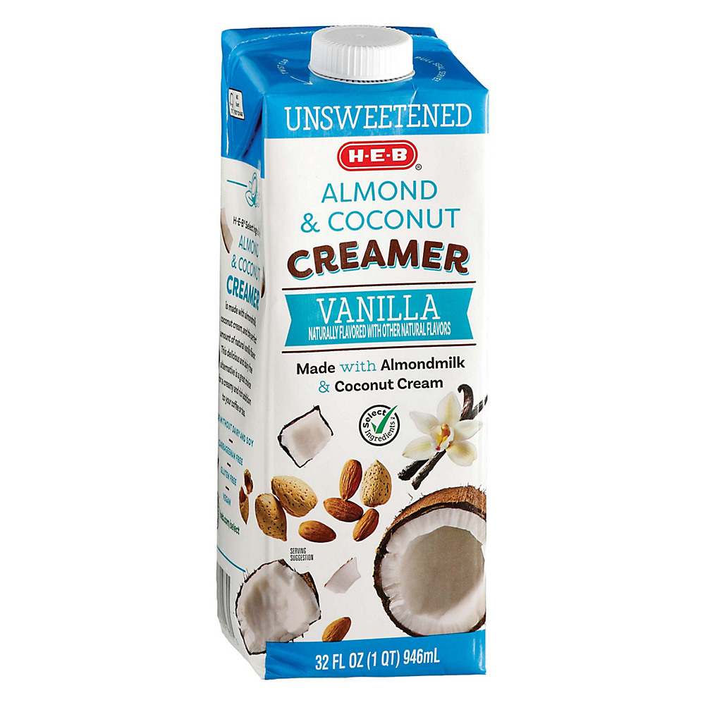 Calories in H-E-B Unsweetened Vanilla Almond & Coconut Liquid Coffee Creamer, 32 oz