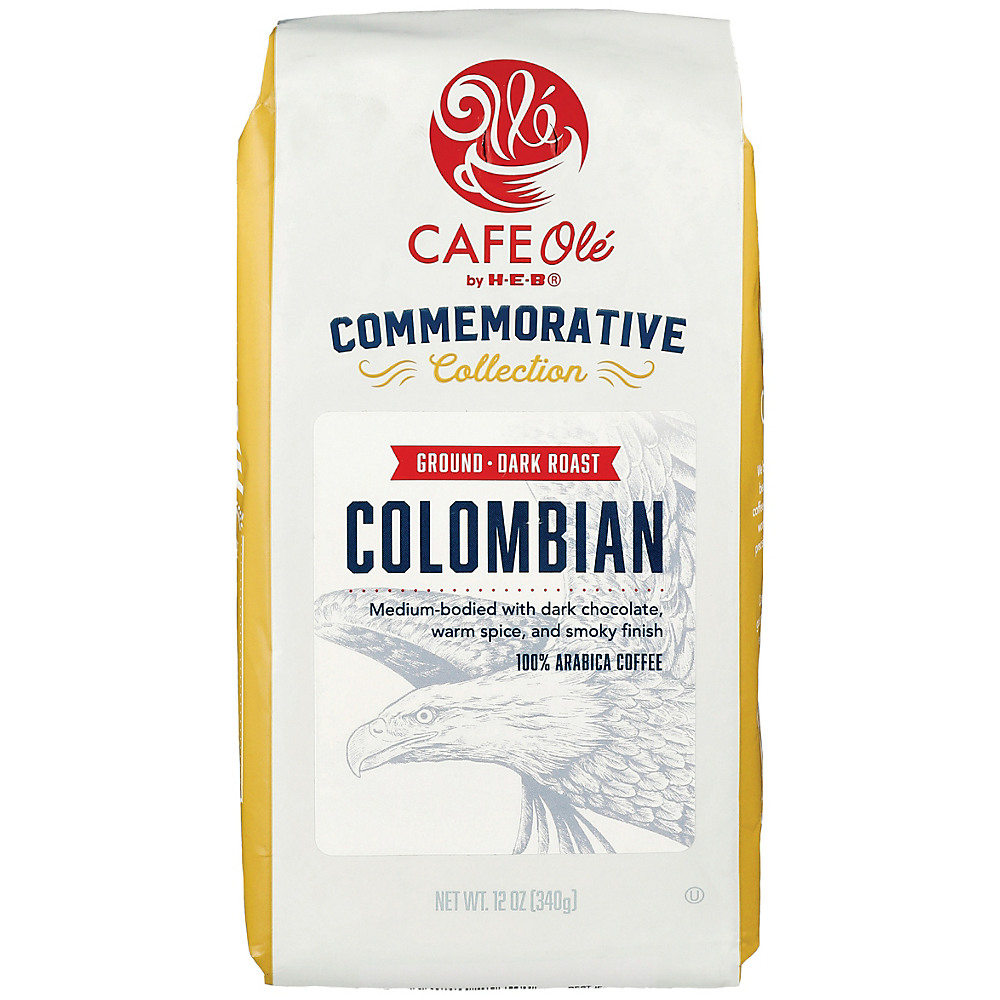 Calories in Cafe Ole by H-E-B Commemorative Collection Colombian Dark Roast Ground Coffee, 12 oz