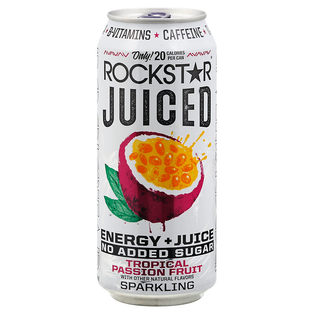 Calories in Rockstar Juiced Tropical Passion Fruit Sparking Energy Drink, 15 oz