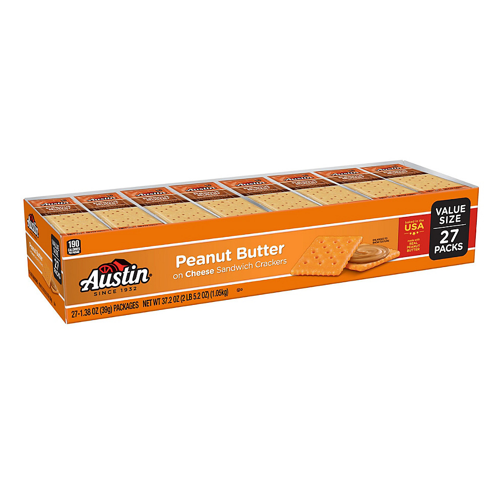 Calories in Austin Sandwich Crackers Peanut Butter on Cheese Crackers, 27 ct, 37.2 oz
