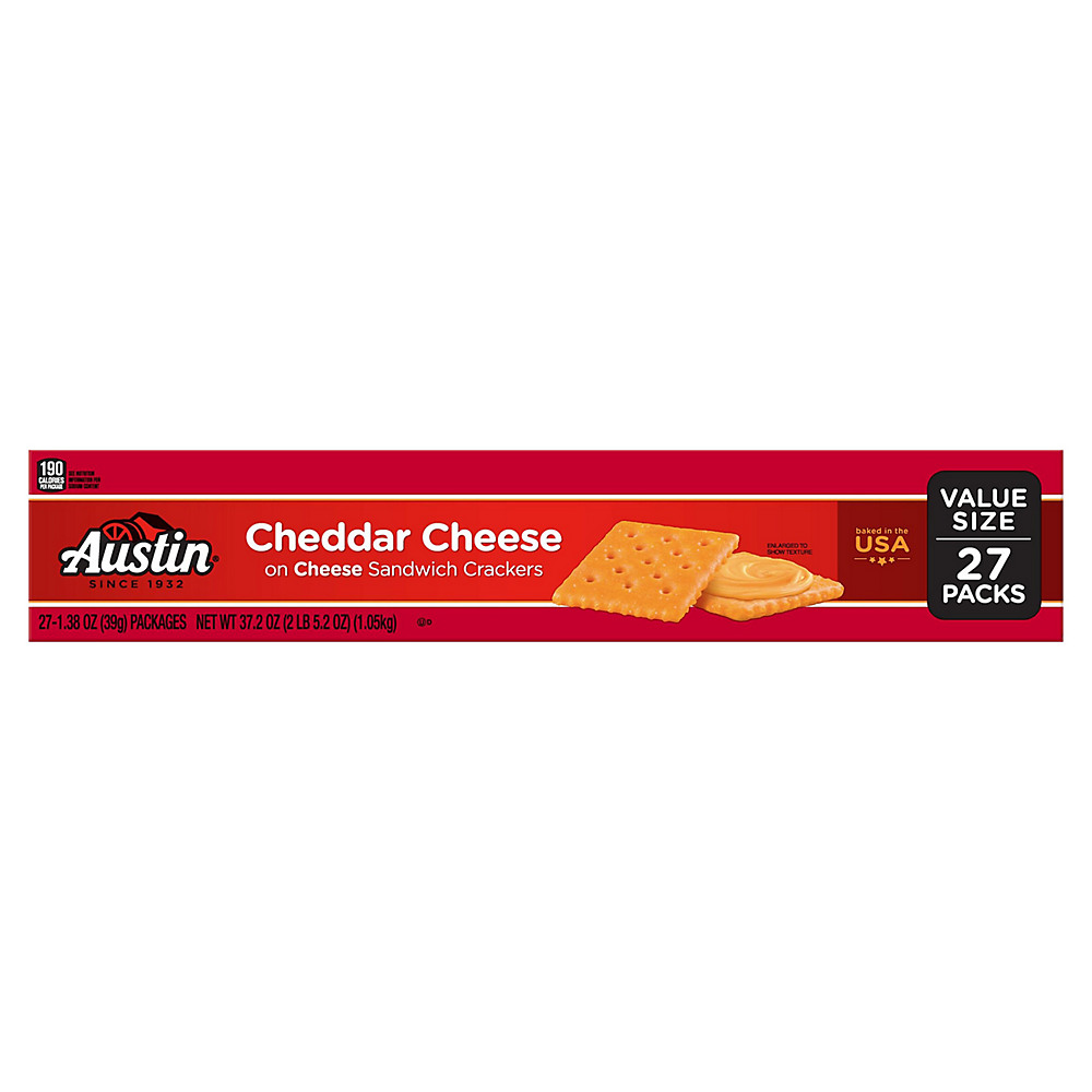 Calories in Austin Sandwich Crackers Cheddar Cheese on Cheese Crackers, 27 ct, 37.2 oz