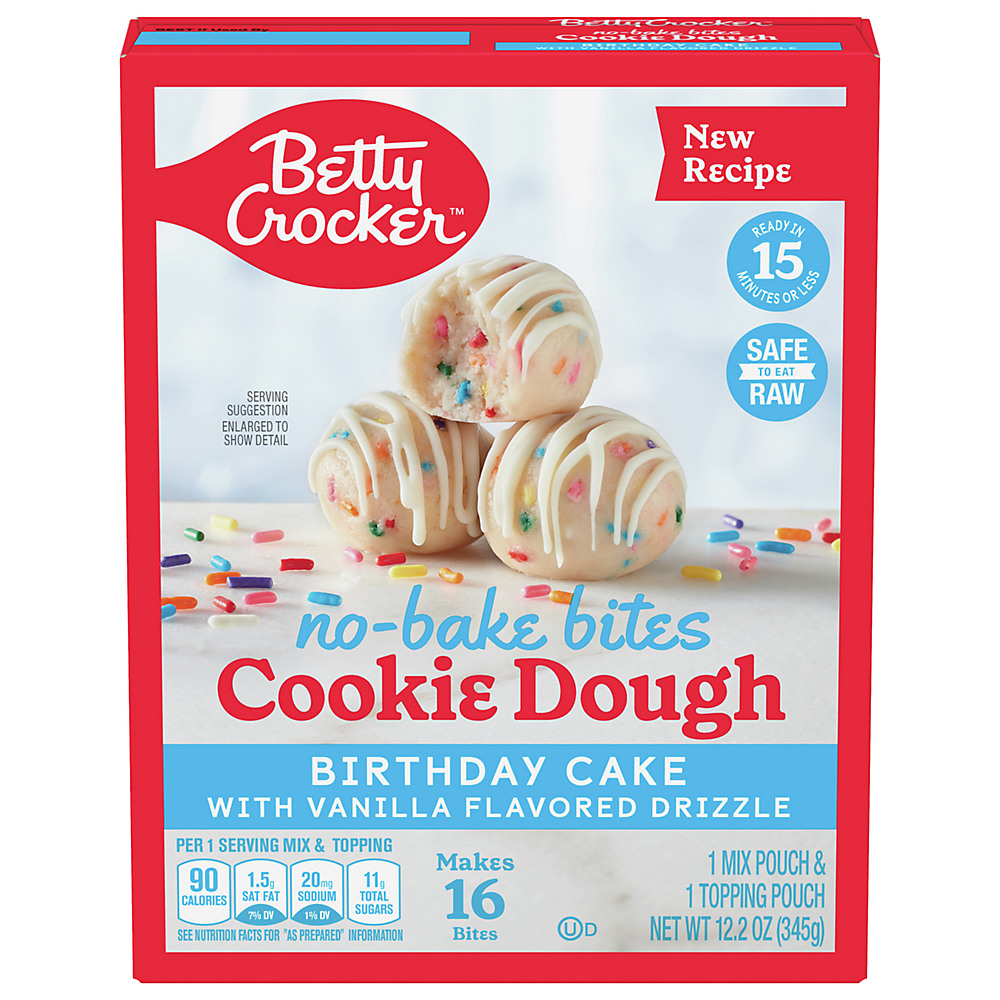 Calories in Betty Crocker No-Bake Bites No Bake Cookie Dough Bites Birthday Cake, 12.20 oz