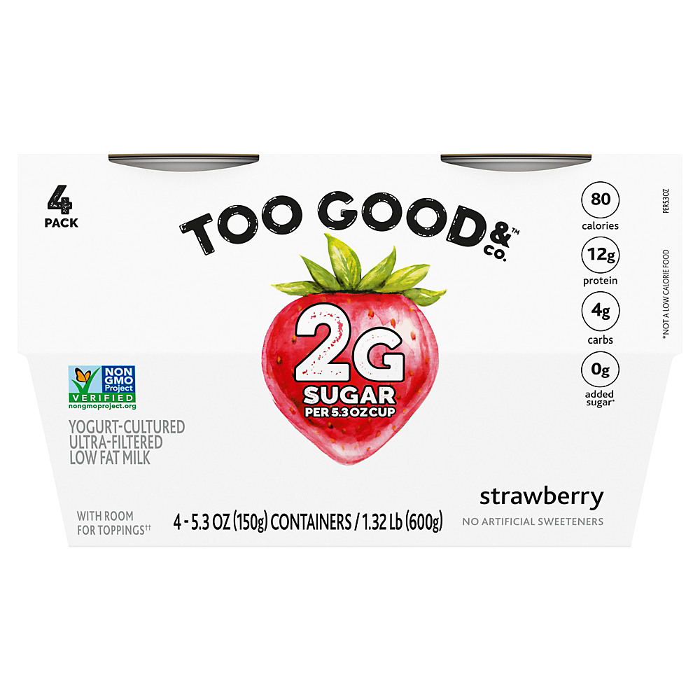 Calories in Two Good Lowfat Lower Sugar Strawberry Greek Yogurt, 5.3 oz Cups, 4 pk
