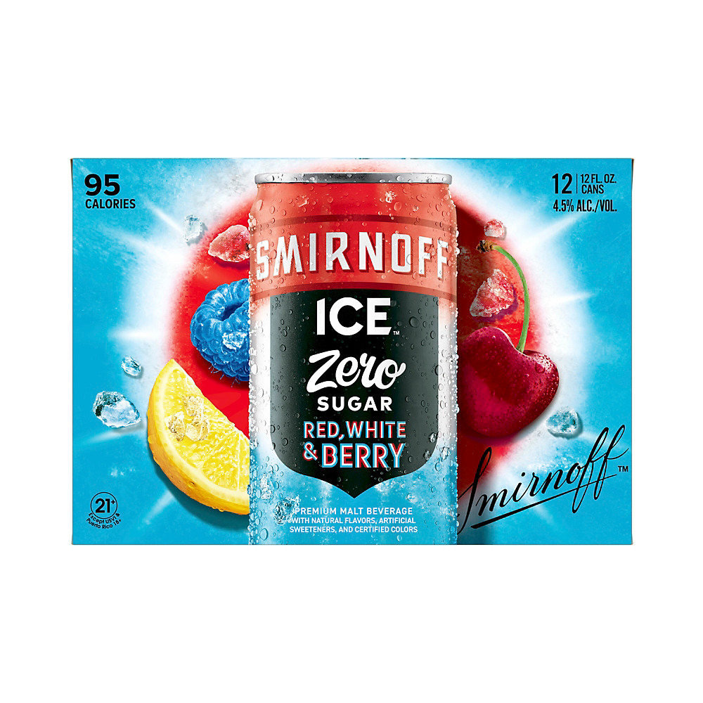 Calories in Smirnoff Red, White & Berry Seltzer 12 oz Cans, 12 pk