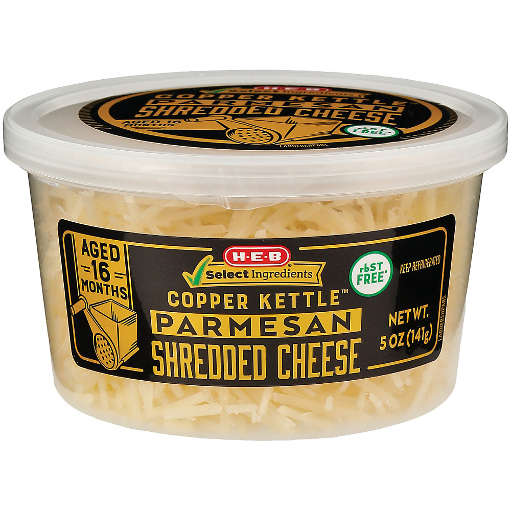 Calories in H-E-B Copper Kettle Parmesan Shredded Cheese, 5 oz