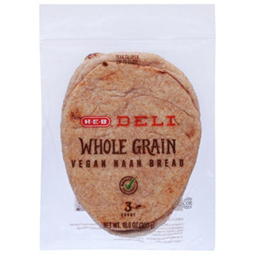 H-E-B Deli Naan Flatbread - Whole Grain, 3 ct